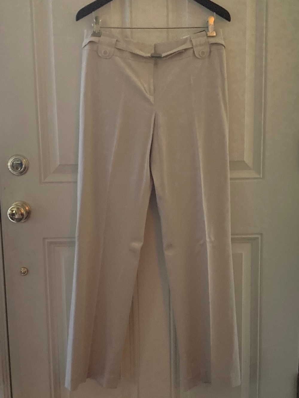 Ann Taylor LOFT Women's Marisa Boot Leg Pants With Belt/Stretch/Cream/Size 8/NWT